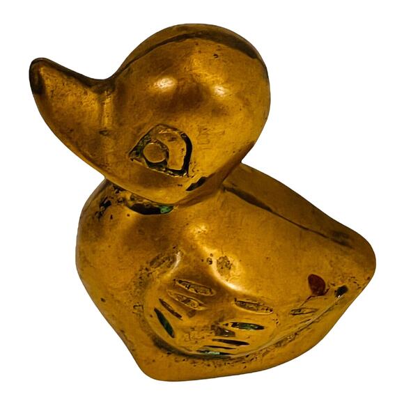 Brass Duck Baby Duckling Miniature Small Figurine Shelf Collectible Knick nack - Picture 1 of 12
